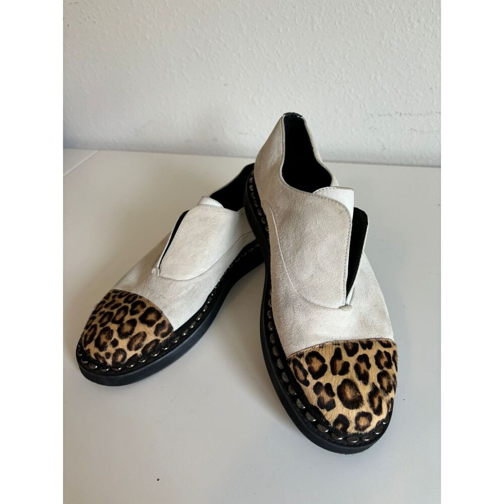 MARIE LAFFONT NEW YORK GEORGIA VELVET SHOES SIZE I 38 US 8 WHITE/BROWN PONY TOE